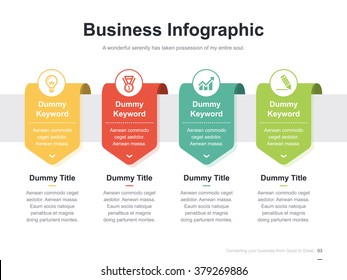 Flat business presentation vector slide template with label diagram