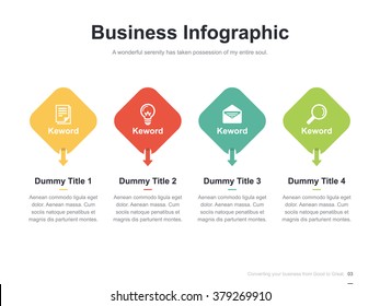 Flat business presentation vector slide template with diagram