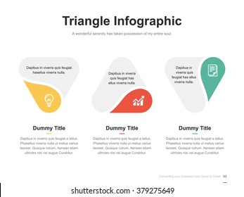 Flat business presentation vector slide template with triangle diagram