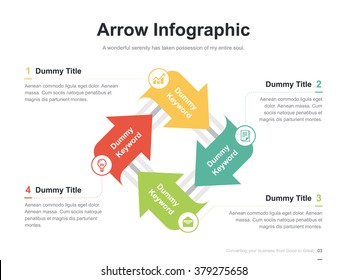 Flat business presentation vector slide template with circulation arrow diagram