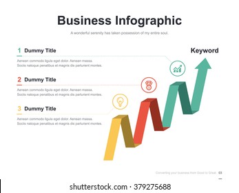 Flat business presentation vector slide template with arrow diagram