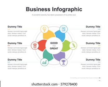 Flat business presentation vector slide template with diagram