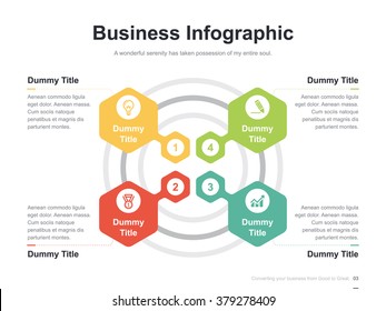 Flat business presentation vector slide template with diagram