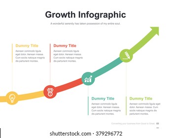 Flat business presentation vector slide template with arrow diagram