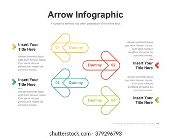 Flat business presentation vector slide template with arrow diagram