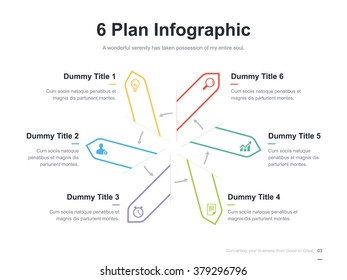Flat business presentation vector slide template with diagram