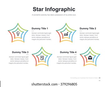 Flat business presentation vector slide template with star diagram