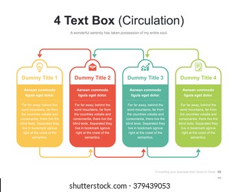 Flat business presentation vector slide template with circulation 4 text box diagram