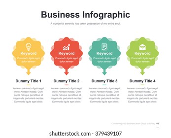 Flat business presentation vector slide template with label diagram