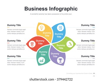 Flat business presentation vector slide template with diagram