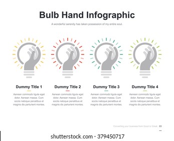 Flat business presentation vector slide template with idea bulb diagram