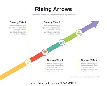 Flat business presentation vector slide template with arrow diagram