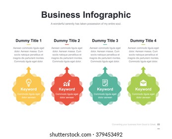 Flat business presentation vector slide template with label diagram