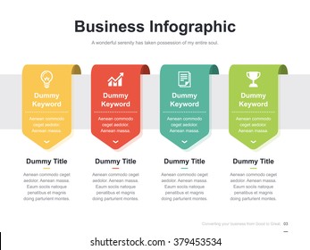 Flat business presentation vector slide template with label arrow diagram