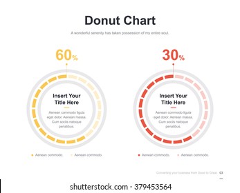 Flat business presentation vector slide template with pie chart diagram