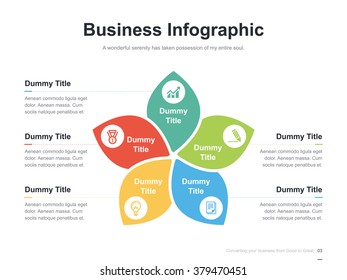 Flat business presentation vector slide template leaf with diagram