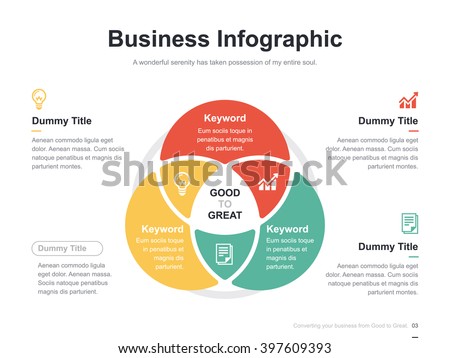 Flat business presentation vector slide template with circle venn diagram ストックフォト © 