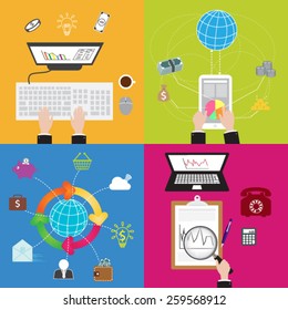 Flat Business and Technology Concept