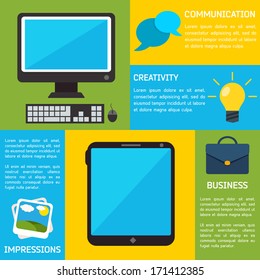 Flat Business and Technology Infographic Background 