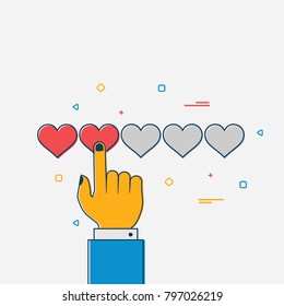 Flat Businessman Hand Giving Two Heart Rating