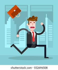 Flat Businessman Running Office Isolated Flat Stock Vector (Royalty ...