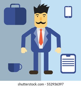 Flat businessman set