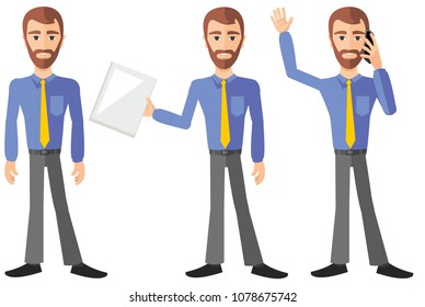 flat businessman with tablet