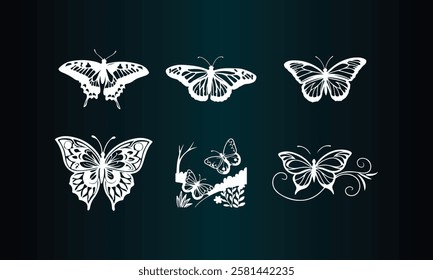 Flat butterflies flying Design background vector file 