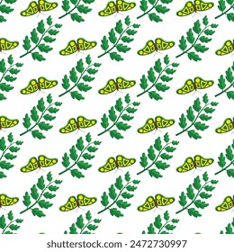 Flat butterflies pattern  with  leaf