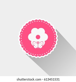 Flat butterfly with flower