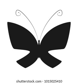 Flat butterfly icon. Vector illustration isolated on white. Black flat icon butterfly silhouette. Spring pictogram icon. Simple butterfly. High quality spring icon. Hand drawn illustration. 