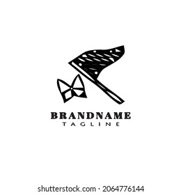 Flachschmetterling-Netz-Logo-Cartoon-Symbol-Design-Vorlage schwarz, moderne einzelne Vektorgrafik
