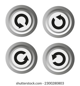 Flat button with arrow. Icon set. Vector illustration.