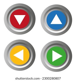 Flat button with arrow. Icon set. Vector illustration.
