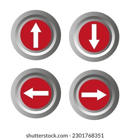Flat button with arrow. Icon set. Vector illustration.