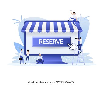 Flat button with blue reserved button. Flat line vector illustration. Online store. Vector icon
