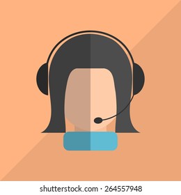 Flat button with consultant support services. Vector illustration. 