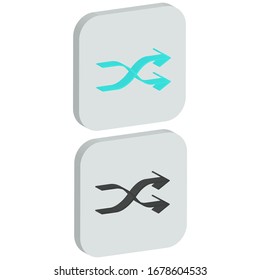 Flat button mark Icon in isometric style