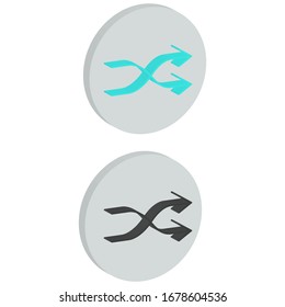 Flat button in round Icon in isometric style