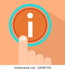 Flat button with your finger, and the button. Option selection. Flat icon for web and mobile