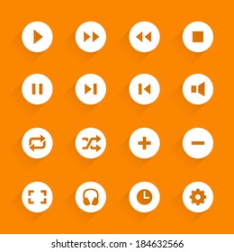 Flat Buttons Media. Vector