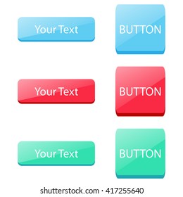 Flat Buttons Set Vector Illustration.
