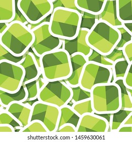 Flat cabbage vegetable label seamless pattern. Trendy patch style decoration food design background in green colors with square cabbage vegetable. Vector illustration for vegetarian menu texture