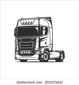 flat cabin truck vector illustration black and white