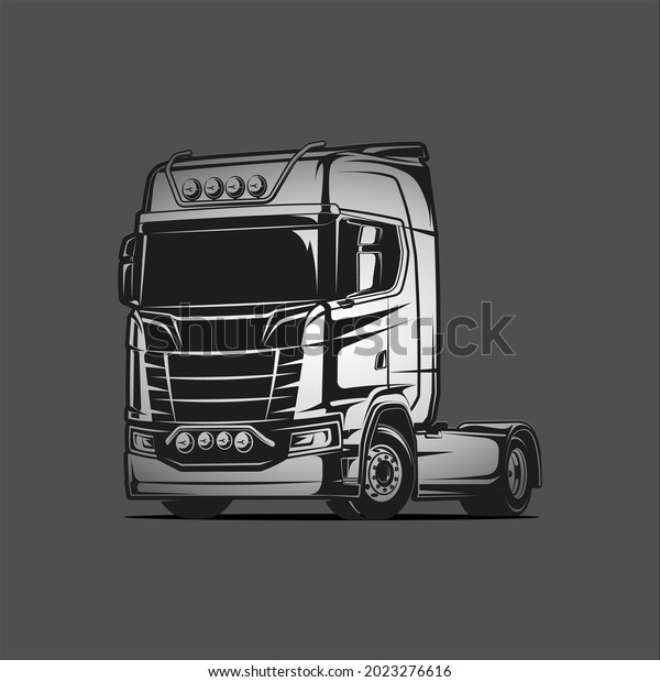 flat\
cabin truck vector illustration black grey\
colour