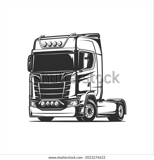 Flat Cabin Truck Vector Illustration Black Stock Vector (Royalty Free ...