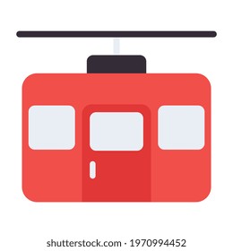 Flat cable car icon design, cable transport vector showing the concept of adventure