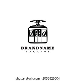 logotipo de coche de cable plano icono de dibujos animados plantilla de diseño de vector aislado negro