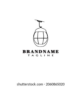 flat cable car logo cartoon icon design template black modern isolated vector illustration