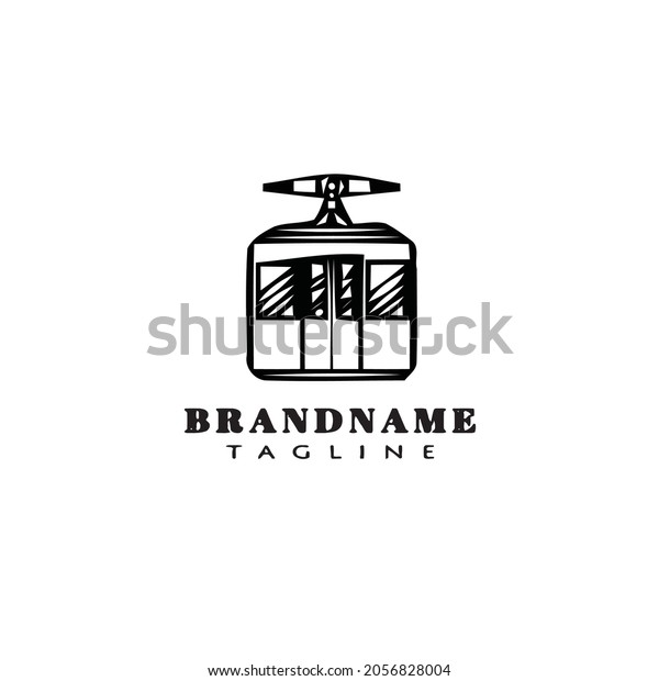 flat cable car logo cartoon icon\
design template black modern isolated vector\
illustration